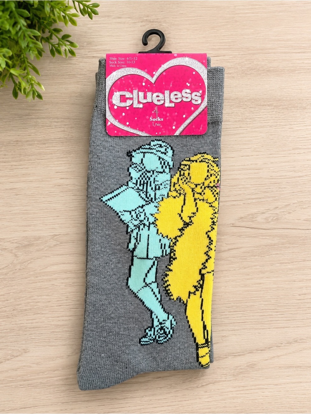 NWT Clueless Crew Socks Gray Graphic Movie Merchandise